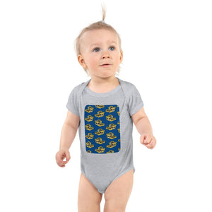 Furrow & Fields Baby Bodysuit Heather / 12 months Baby New Holland CR 9090 Combine Bodysuit – Blue Pattern Quality Farmers Merch