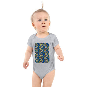Furrow & Fields Baby Bodysuit Heather / 12 months Baby New Holland TM 155 Tractor Bodysuit – Blue Pattern Quality Farmers Merch