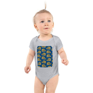 Furrow & Fields Baby Bodysuit Heather / 12 months Baby New Holland TR 89 Combine Bodysuit – Blue Pattern Quality Farmers Merch