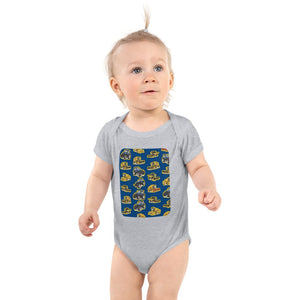 Furrow & Fields Baby Bodysuit Heather / 12 months Baby New Holland Tractors Bodysuit – Blue Pattern Quality Farmers Merch