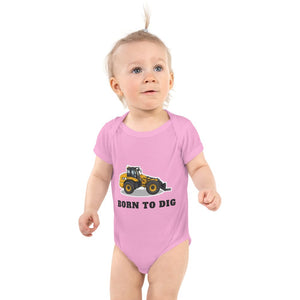 Furrow & Fields Baby Bodysuit Pink / 12 months Baby JCB TM420 Digger Bodysuit – Born to Dig Quality Farmers Merch