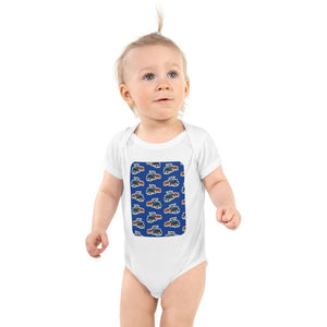 Furrow & Fields Baby Bodysuit White / 12 months Baby Ford 6640 Tractor Bodysuit – Blue Pattern Quality Farmers Merch