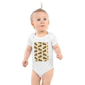 Furrow & Fields Baby Bodysuit White / 12 months Baby JCB 3CX Sitemaster Plus Digger Bodysuit – Cream Pattern Quality Farmers Merch