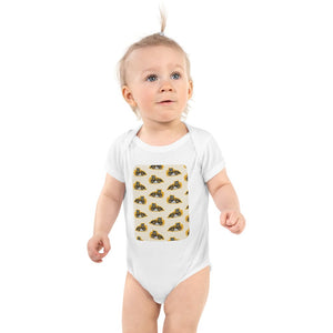 Furrow & Fields Baby Bodysuit White / 12 months Baby JCB TM420 Digger Bodysuit – Cream Pattern Quality Farmers Merch