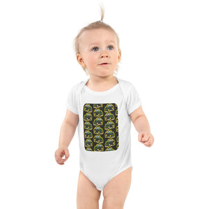 Furrow & Fields Baby Bodysuit White / 12 months Baby John Deere 6R 250 Tractor Bodysuit – Charcoal Pattern Quality Farmers Merch