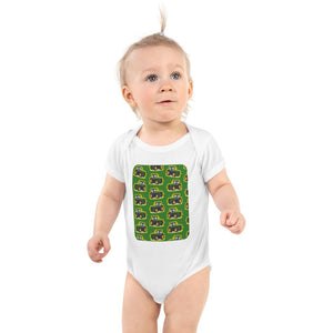 Furrow & Fields Baby Bodysuit White / 12 months Baby John Deere 8345R Tractor Bodysuit – Green Pattern Quality Farmers Merch
