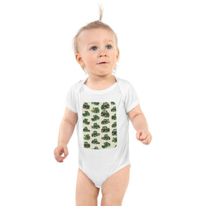 Furrow & Fields Baby Bodysuit White / 12 months Baby John Deere Tractors Bodysuit – Cream Pattern Quality Farmers Merch