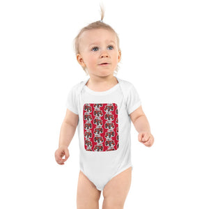 Furrow & Fields Baby Bodysuit White / 12 months Baby Massey Ferguson 188 Tractor Bodysuit – Red Pattern Quality Farmers Merch
