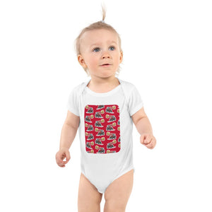 Furrow & Fields Baby Bodysuit White / 12 months Baby Massey Ferguson 3070 Tractor Bodysuit – Red Pattern Quality Farmers Merch