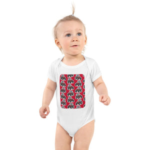 Furrow & Fields Baby Bodysuit White / 12 months Baby Massey Ferguson 3075 Tractor Bodysuit – Red Pattern Quality Farmers Merch