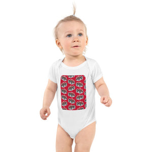Furrow & Fields Baby Bodysuit White / 12 months Baby Massey Ferguson 35X Tractor Bodysuit – Red Pattern Quality Farmers Merch