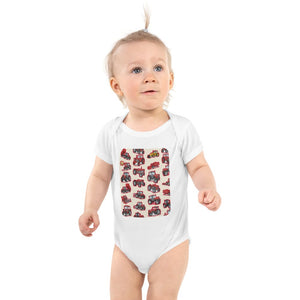 Furrow & Fields Baby Bodysuit White / 12 months Baby Massey Ferguson Tractors Bodysuit – Cream Pattern Quality Farmers Merch