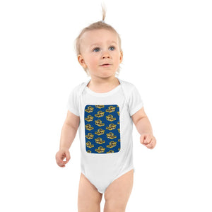 Furrow & Fields Baby Bodysuit White / 12 months Baby New Holland CR 9090 Combine Bodysuit – Blue Pattern Quality Farmers Merch