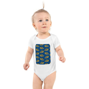Furrow & Fields Baby Bodysuit White / 12 months Baby New Holland CR9.90 Combine Bodysuit – Blue Pattern Quality Farmers Merch