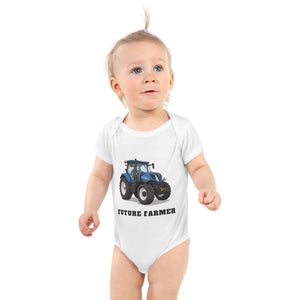Furrow & Fields Baby Bodysuit White / 12 months Baby New Holland T7.225 Tractor Bodysuit – Future Farmer Quality Farmers Merch