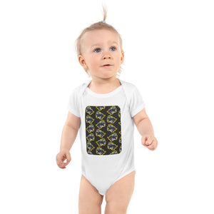 Furrow & Fields Baby Bodysuit White / 12 months Baby New Holland TM 135 Tractor Bodysuit – Charcoal Pattern Quality Farmers Merch