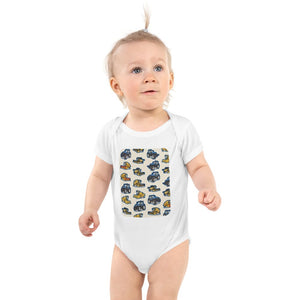 Furrow & Fields Baby Bodysuit White / 12 months Baby New Holland Tractors Bodysuit – Cream Pattern Quality Farmers Merch