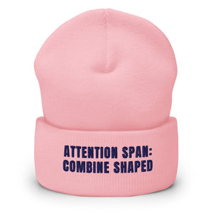 Furrow & Fields Baby Pink Attention Span: Combine Shaped | Cuffed Beanie Quality Farmers Merch