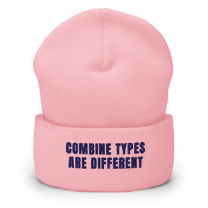 Furrow & Fields Baby Pink Combine Types Are Different | Cuffed Beanie Quality Farmers Merch