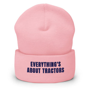 Furrow & Fields Baby Pink Everything's About Tractors | Cuffed Beanie Quality Farmers Merch