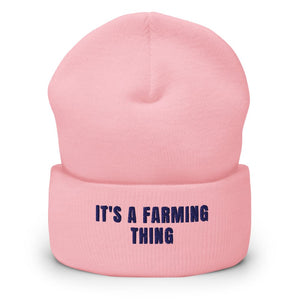Furrow & Fields Baby Pink It's A Farming Thing | Cuffed Beanie Quality Farmers Merch