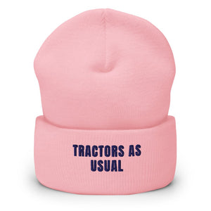 Furrow & Fields Baby Pink Tractors as Usual | Cuffed Beanie Quality Farmers Merch