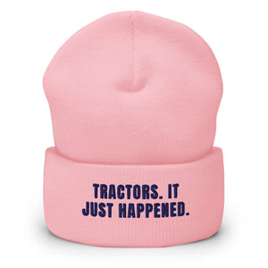 Furrow & Fields Baby Pink Tractors. It Just Happened. | Cuffed Beanie Quality Farmers Merch