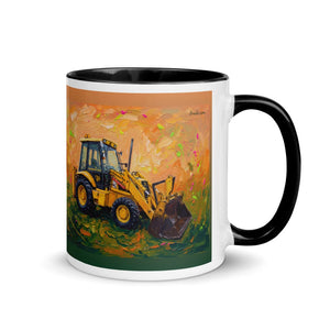 Furrow & Fields Black / 11 oz JCB 3CX Sitemaster Plus Splash Art | Mug with Color Inside Quality Farmers Merch