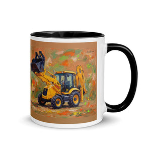 Furrow & Fields Black / 11 oz JCB 3CX Sitemaster SRS Splash Art | Mug with Color Inside Quality Farmers Merch