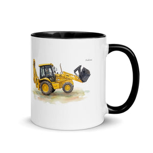 Furrow & Fields Black / 11 oz JCB 3CX Sitemaster SRS Watercolor | Mug with Color Inside Quality Farmers Merch