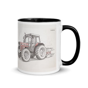 Furrow & Fields Black / 11 oz Massey Ferguson 375 Pencil Sketch | Mug with Color Inside Quality Farmers Merch