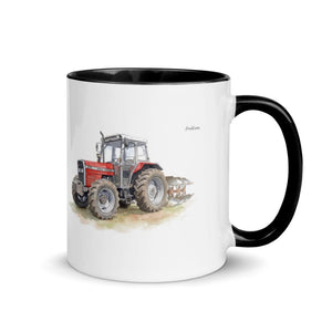 Furrow & Fields Black / 11 oz Massey Ferguson 375 Watercolor | Mug with Color Inside Quality Farmers Merch