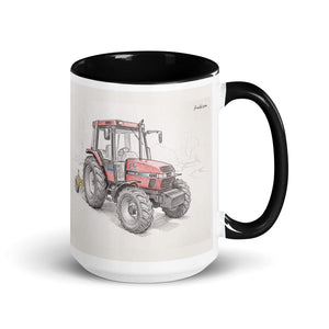 Furrow & Fields Black Case IH 4240 XL Pro Pencil Sketch | 15 oz Mug with Color Inside Quality Farmers Merch