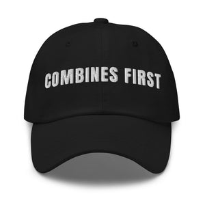 Furrow & Fields Black Combines First | Classic Dad Hat Quality Farmers Merch