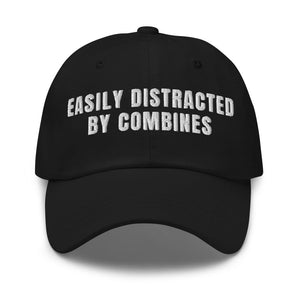 Furrow & Fields Black Easily Distracted By Combines | Classic Dad Hat Quality Farmers Merch