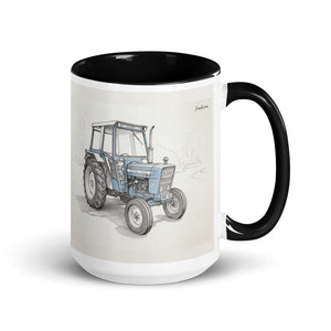Furrow & Fields Black Ford 4600 Pencil Sketch | 15 oz Mug with Color Inside Quality Farmers Merch