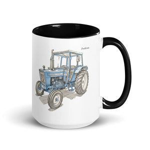 Furrow & Fields Black Ford 4600 Pencil Sketch (Side) | 15 oz Mug with Color Inside Quality Farmers Merch