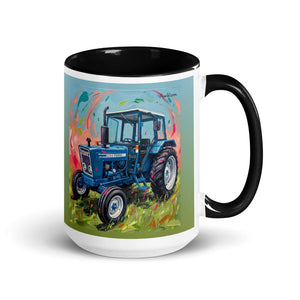 Furrow & Fields Black Ford 4600 Splash Art (Sky) | 15 oz Mug with Color Inside Quality Farmers Merch