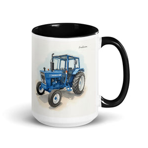 Furrow & Fields Black Ford 4600 Watercolor (Side) | 15 oz Mug with Color Inside Quality Farmers Merch