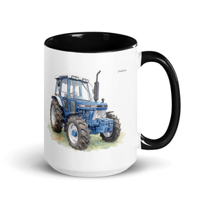 Furrow & Fields Black Ford 5610 Force II Watercolor | 15 oz Mug with Color Inside Quality Farmers Merch