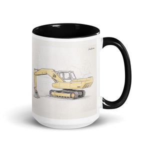 Furrow & Fields Black JCB 806 Pencil Sketch | 15 oz Mug with Color Inside Quality Farmers Merch