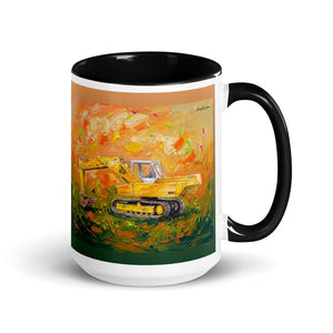 Furrow & Fields Black JCB 806 Splash Art | 15 oz Mug with Color Inside Quality Farmers Merch