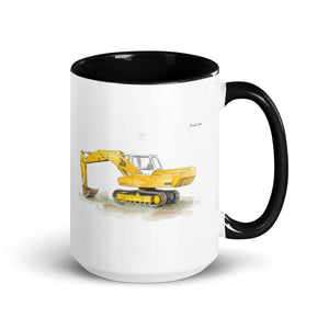 Furrow & Fields Black JCB 806 Watercolor | 15 oz Mug with Color Inside Quality Farmers Merch