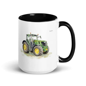 Furrow & Fields Black John Deere 6R 250 Watercolor | 15 oz Mug with Color Inside Quality Farmers Merch