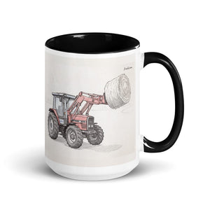 Furrow & Fields Black Massey Ferguson 3070 Autotronic Pencil Sketch | 15 oz Mug with Color Inside Quality Farmers Merch