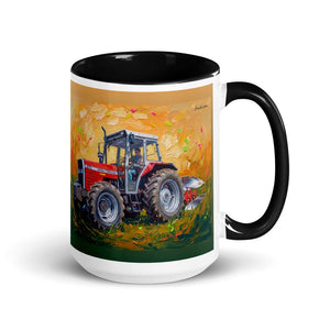 Furrow & Fields Black Massey Ferguson 375 Splash Art | 15 oz Mug with Color Inside Quality Farmers Merch