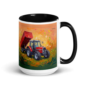 Furrow & Fields Black Massey Ferguson 6180 Splash Art | 15 oz Mug with Color Inside Quality Farmers Merch