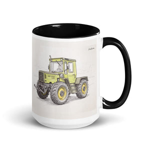 Furrow & Fields Black Mercedes-Benz MB-trac 1100 Pencil Sketch | 15 oz Mug with Color Inside Quality Farmers Merch