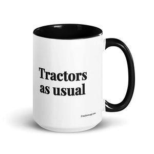 Furrow & Fields Black Tractors as Usual | 15 oz Mug with Color Inside Quality Farmers Merch