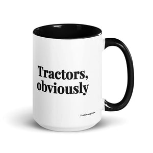 Furrow & Fields Black Tractors, Obviously | 15 oz Mug with Color Inside Quality Farmers Merch